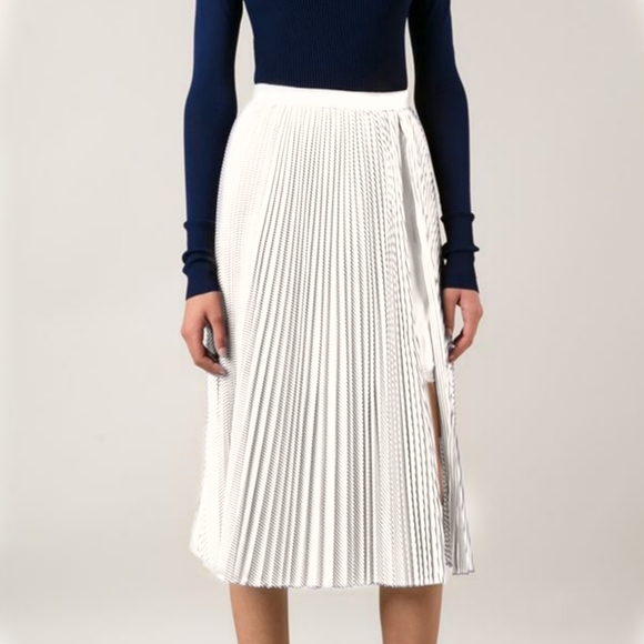 Sacai Dresses & Skirts - Sacai Luck White Pleated Slit Midi Skirt